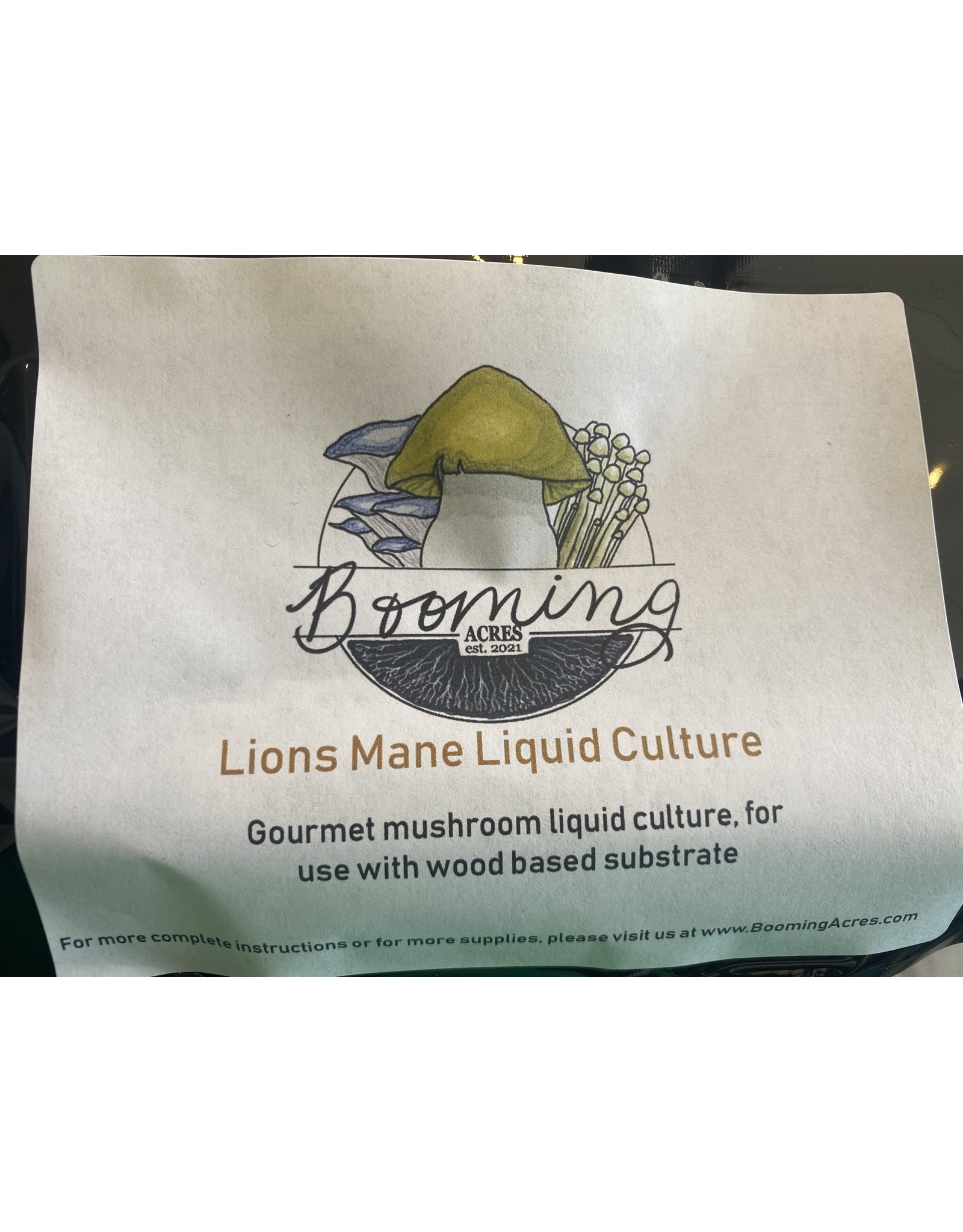 Booming Acres Booming Acres 10ml Liquid Culture Syringe- Lions Mane