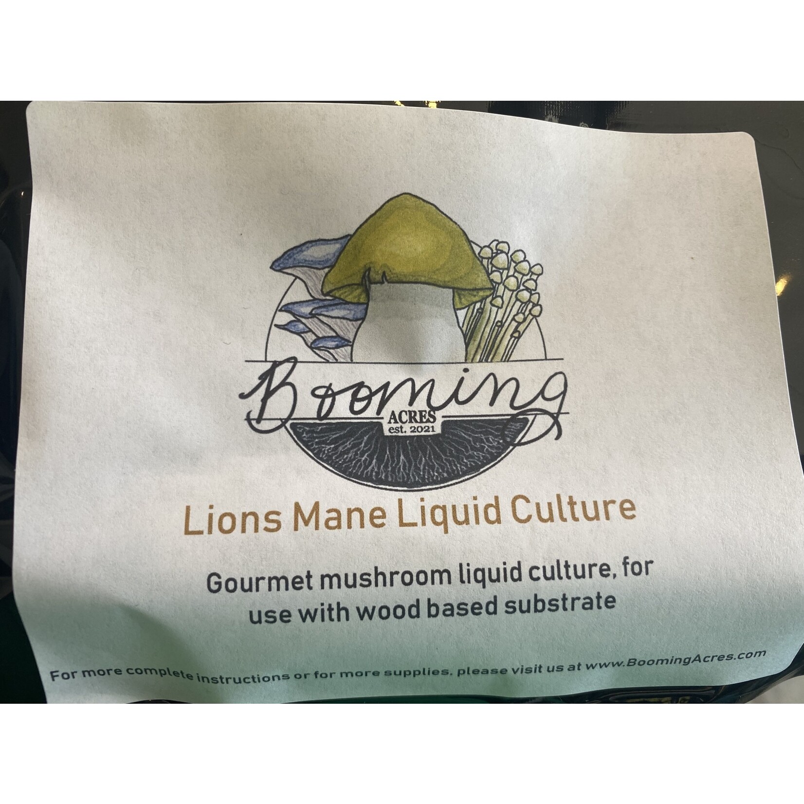 Booming Acres Booming Acres 10ml Liquid Culture Syringe- Lions Mane