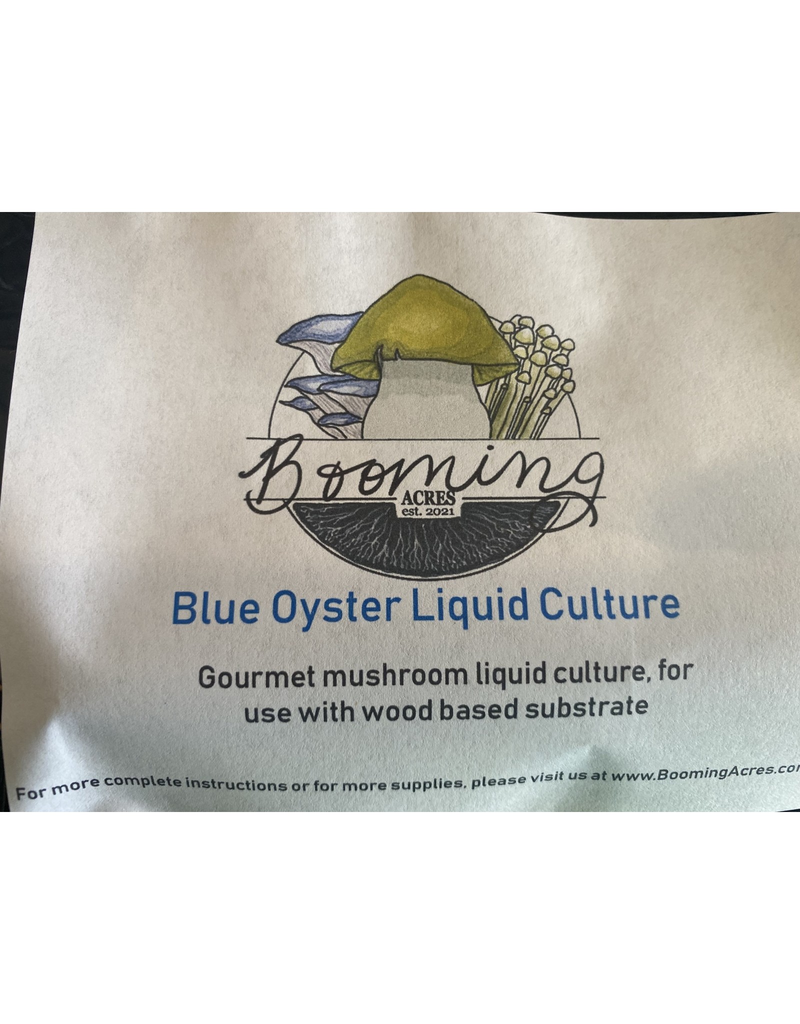 Booming Acres Booming Acres 10ml Liquid Culture Syringe- Blue oyster