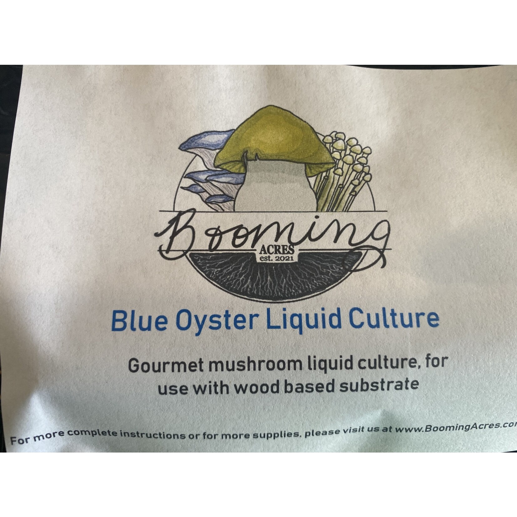Booming Acres Booming Acres 10ml Liquid Culture Syringe- Blue oyster