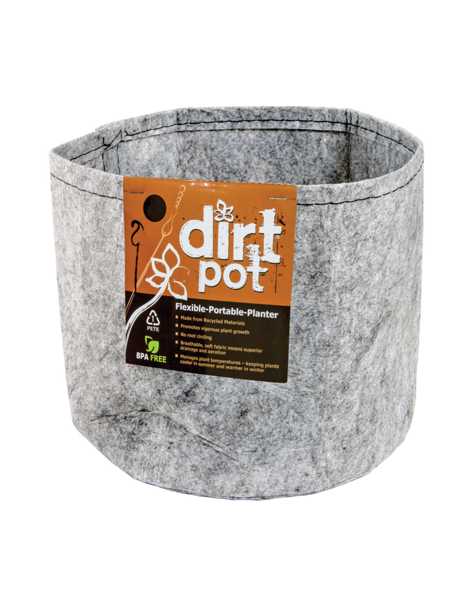 Dirt Pot Dirt Pot Flexible Portable Planter, Grey, 3 gallon, no handles