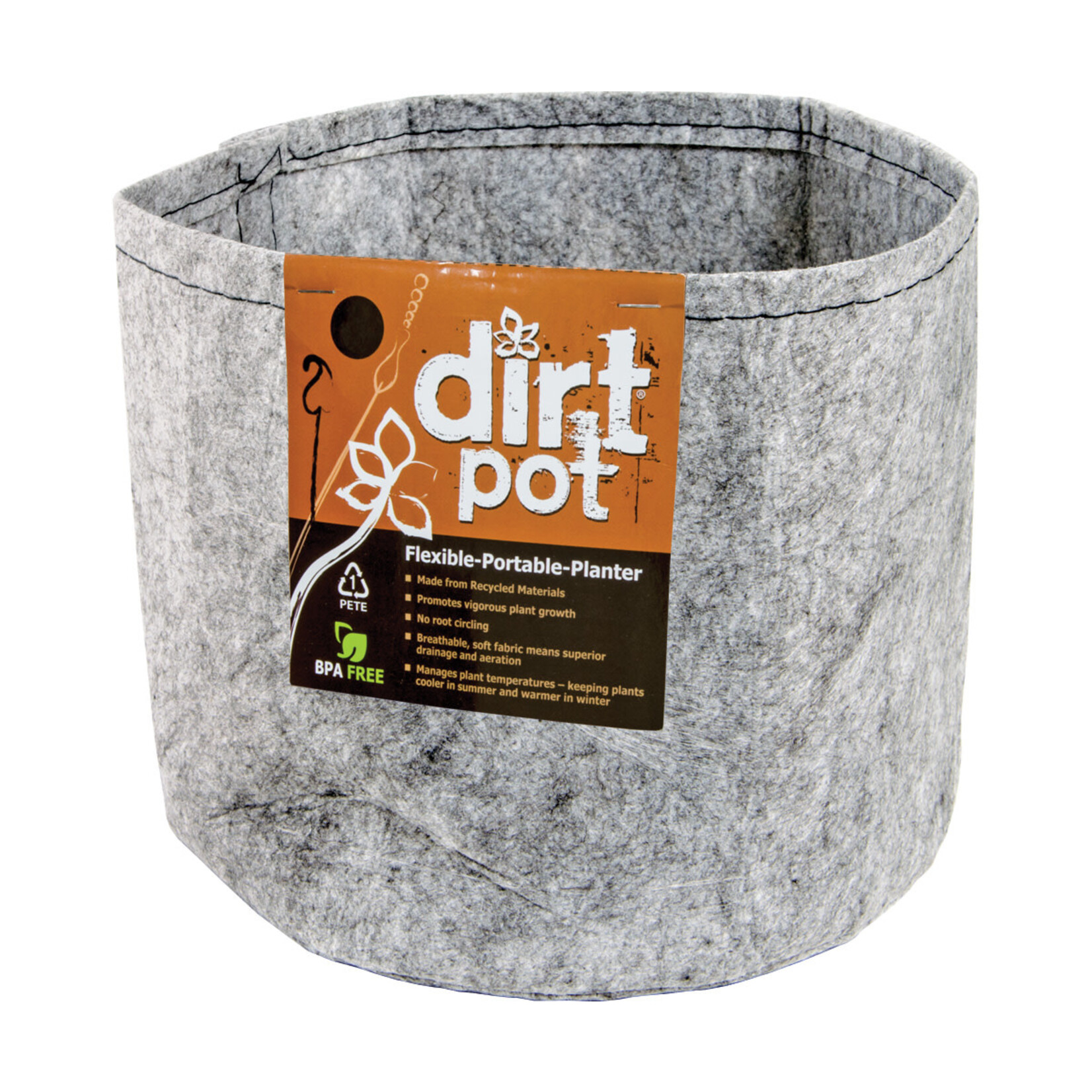 Dirt Pot Dirt Pot Flexible Portable Planter, Grey, 3 gallon, no handles