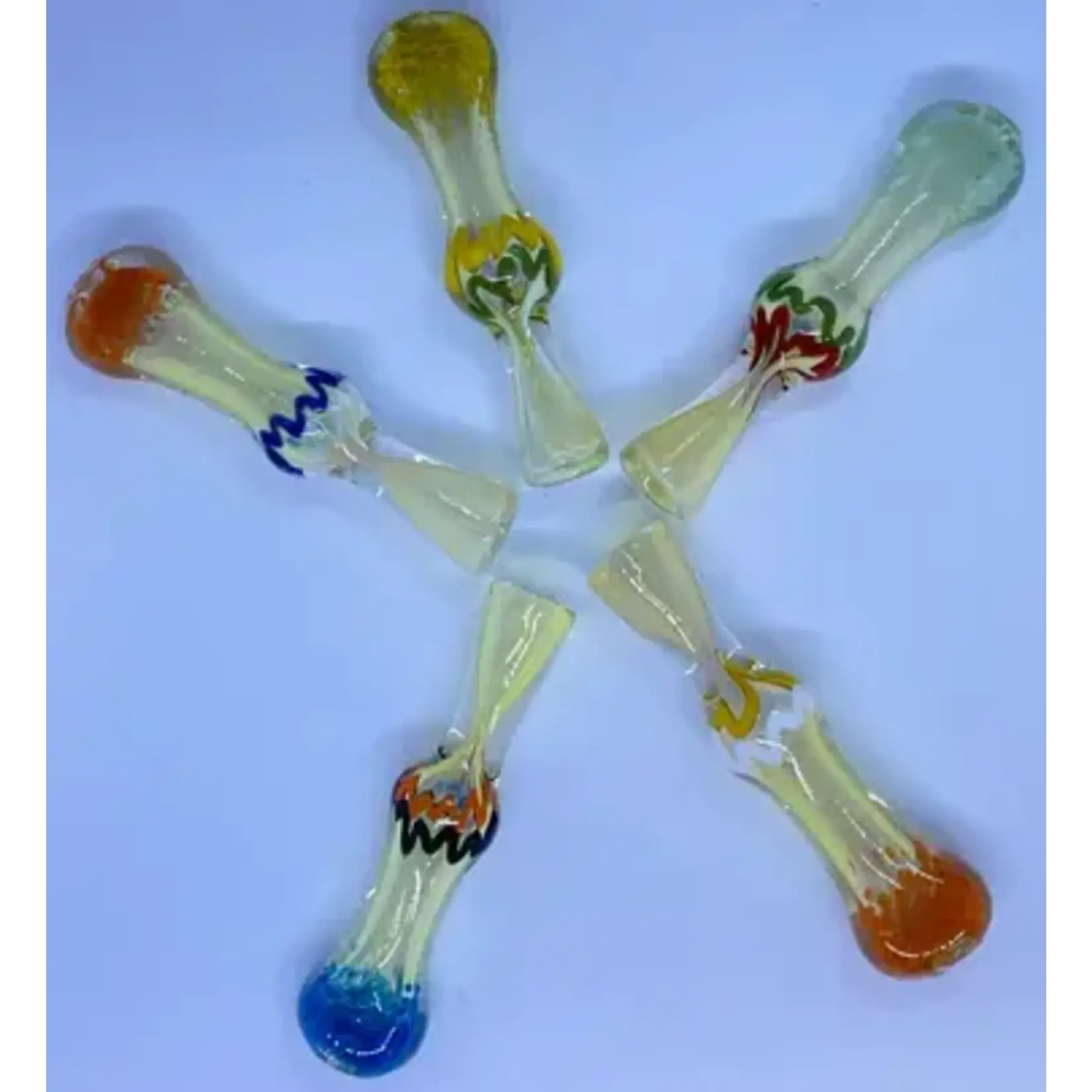 Smokerz Glass Flat Mouth Color Ribbon Chillum