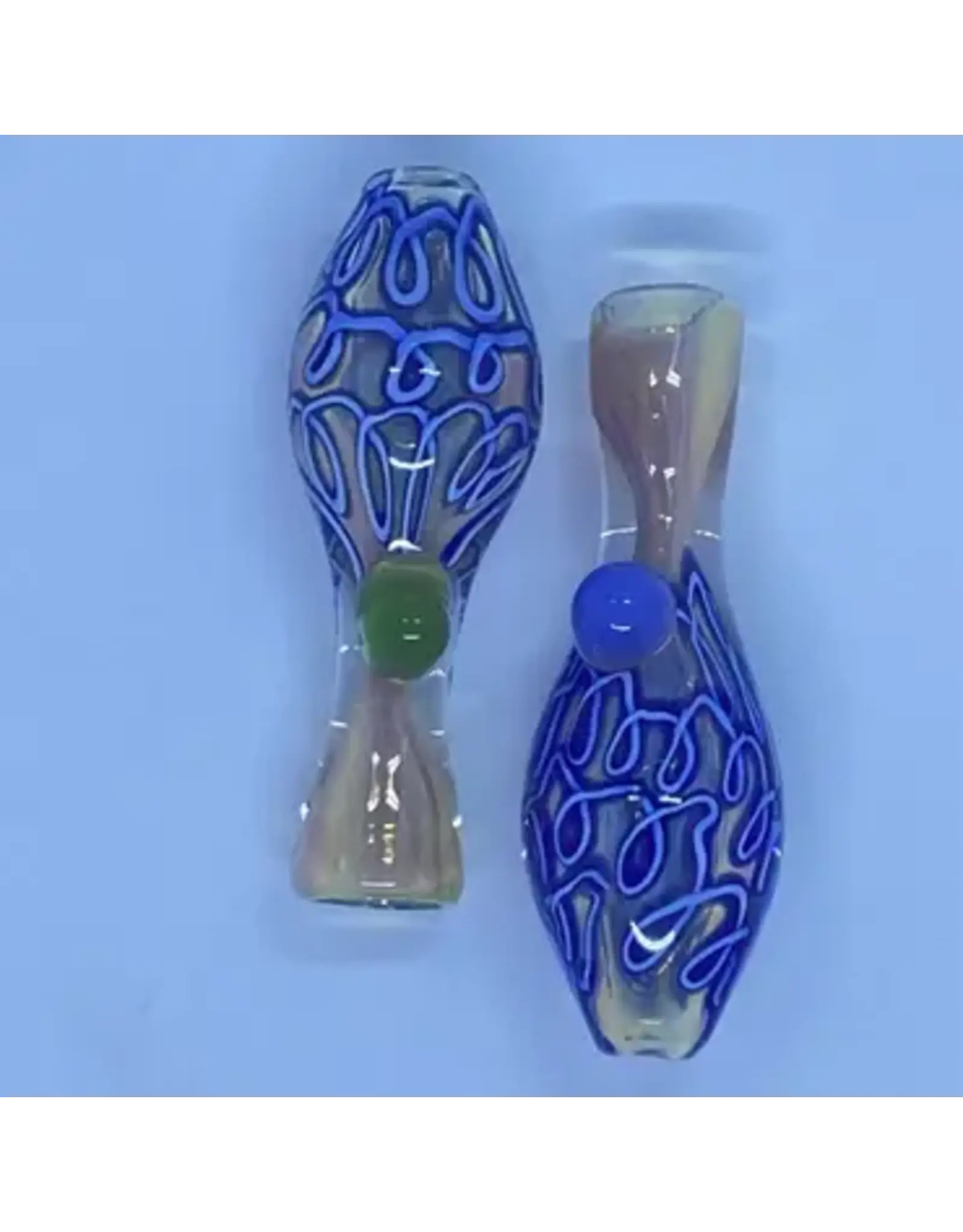 Smokerz Glass SMKZ Round Belly Swirl Line Button Chillum     SR20