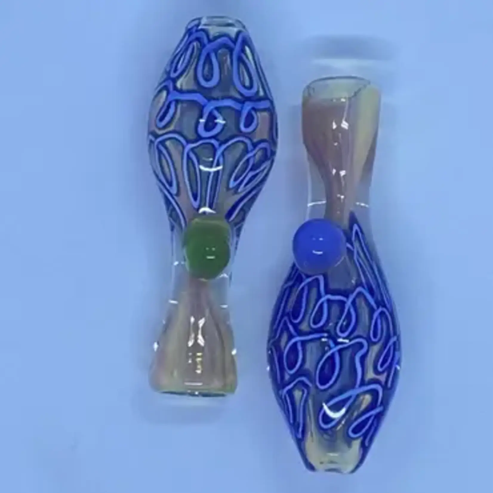 Smokerz Glass SMKZ Round Belly Swirl Line Button Chillum     SR20