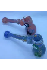 Smokerz Glass 7" Frit Design Spiral Button Bubbler