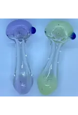 Smokerz Glass 4" Slim Neon Frit Head Mouth Clear Tube