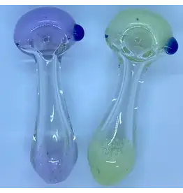 Smokerz Glass 4" Slim Neon Frit Head Mouth Clear Tube