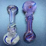 Smokerz Glass SMKZ         4" Twist Stem Flat Mouth Frit Line          R104