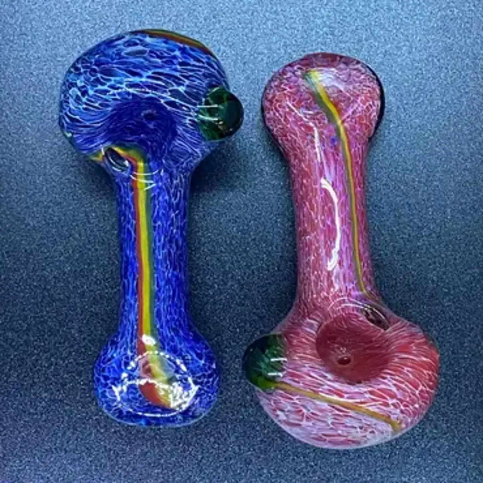 Smokerz Glass SMKZ     4" Flat Mouth Frit Dust Rasta Line     Y208