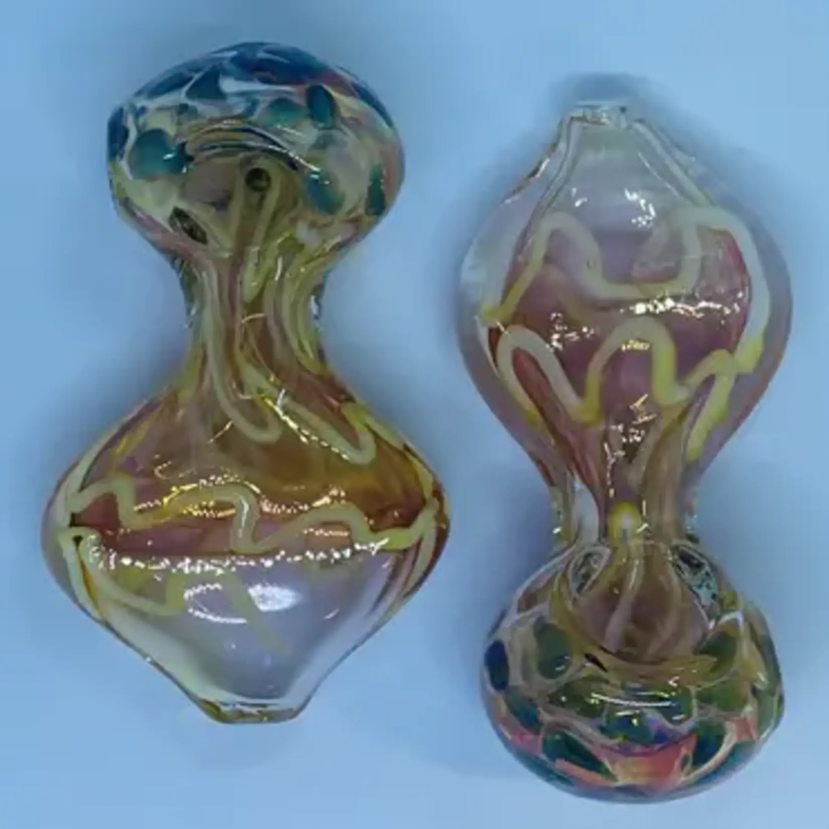 Smokerz Glass SMKZ       4.5" Heavy Gold Fumed Flat Belly Lines       R138