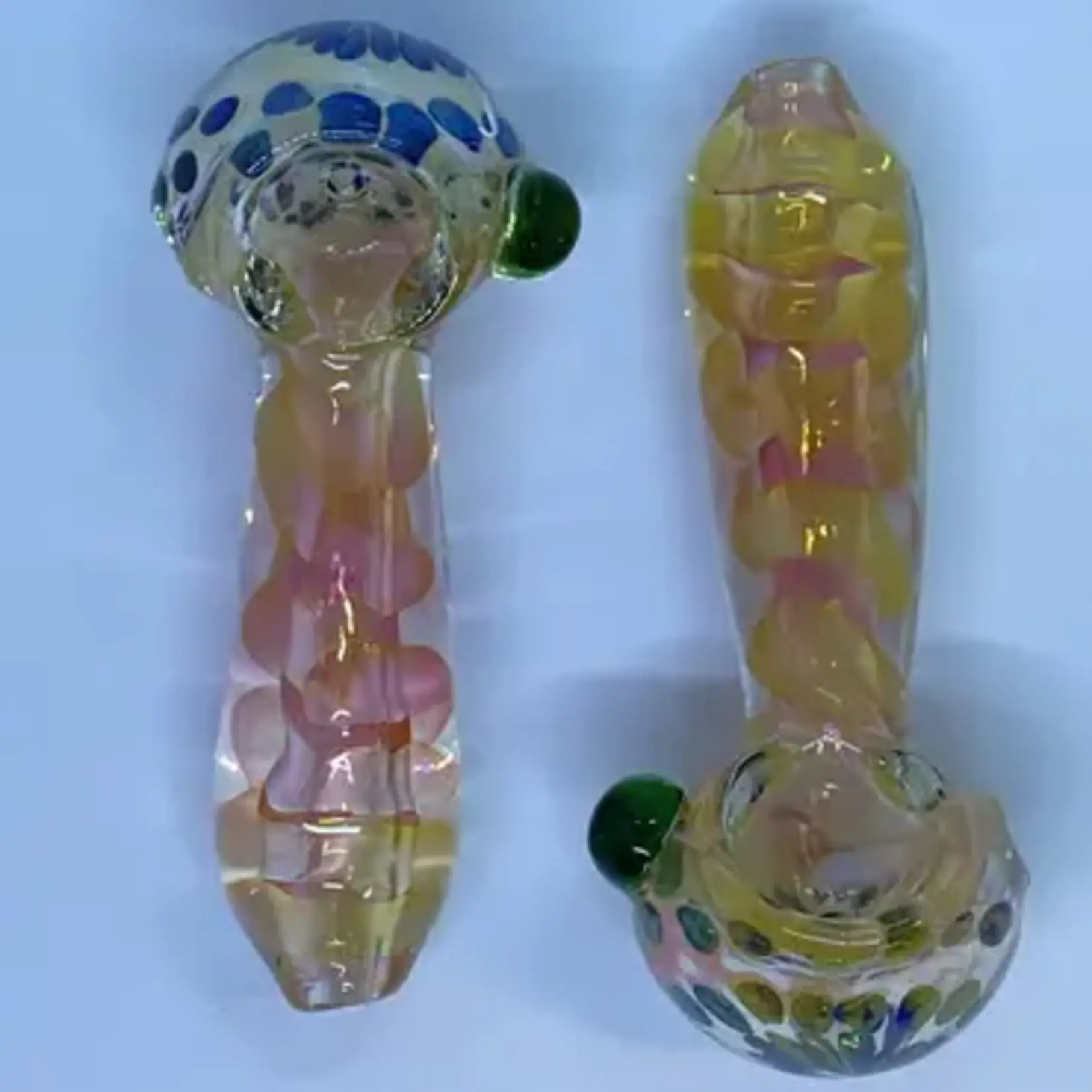 Smokerz Glass SMKZ       4.5" Heavy Gold Fumed Swirls Dot Head         PR19