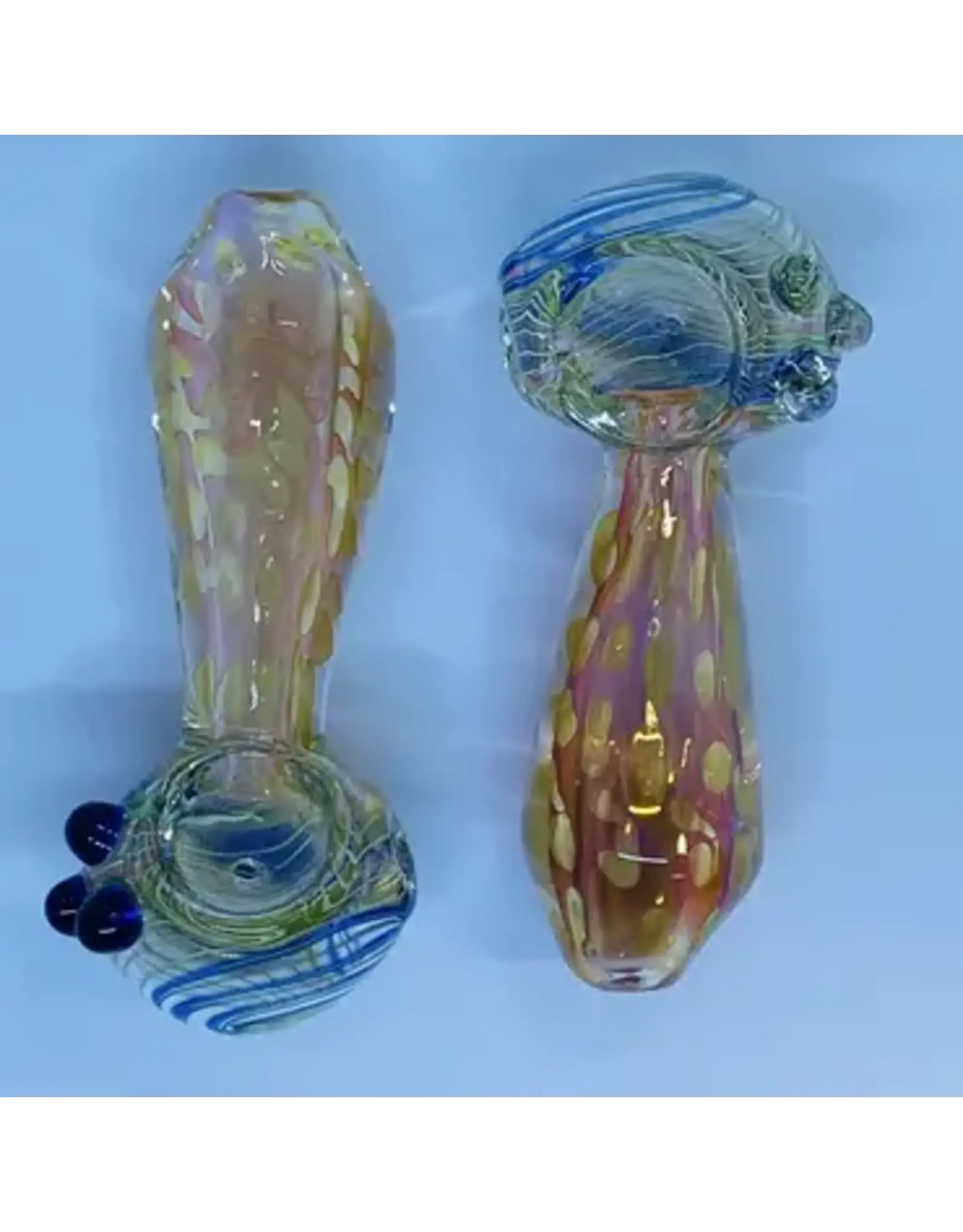 Smokerz Glass SMKZ        4.5" Heavy Spiral and Marble Head Gold Fume Dots         R137