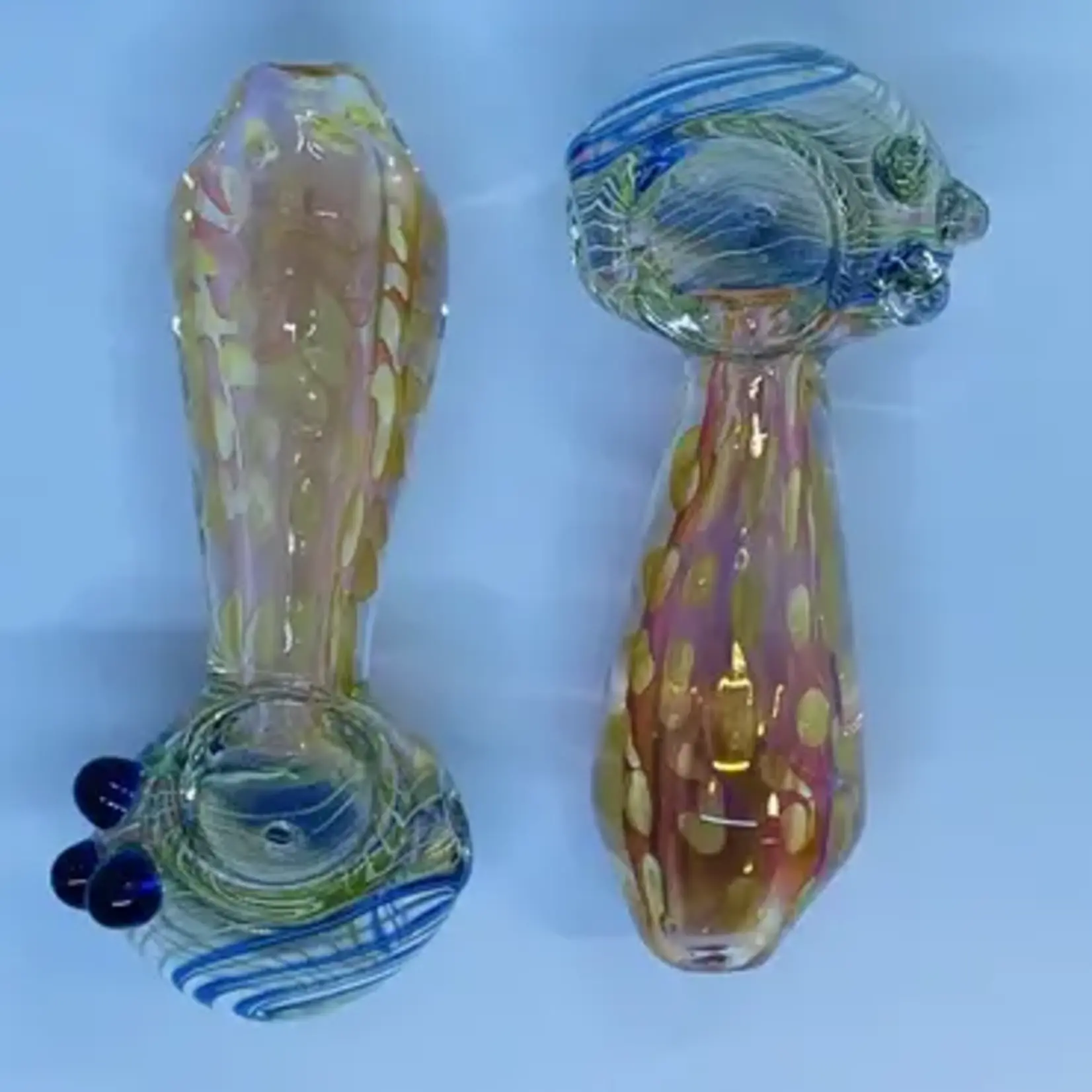 Smokerz Glass SMKZ        4.5" Heavy Spiral and Marble Head Gold Fume Dots         R137