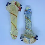 Smokerz Glass SMKZ      4.5" Silver Fume Spiral Rasta Line Marble        Y248