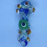 Smokerz Glass SMKZ         5" Double Tube Eye Button Wave Design       B112