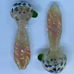 Smokerz Glass SMKZ     5" Gold Fume Spiral Dot Head         PR15