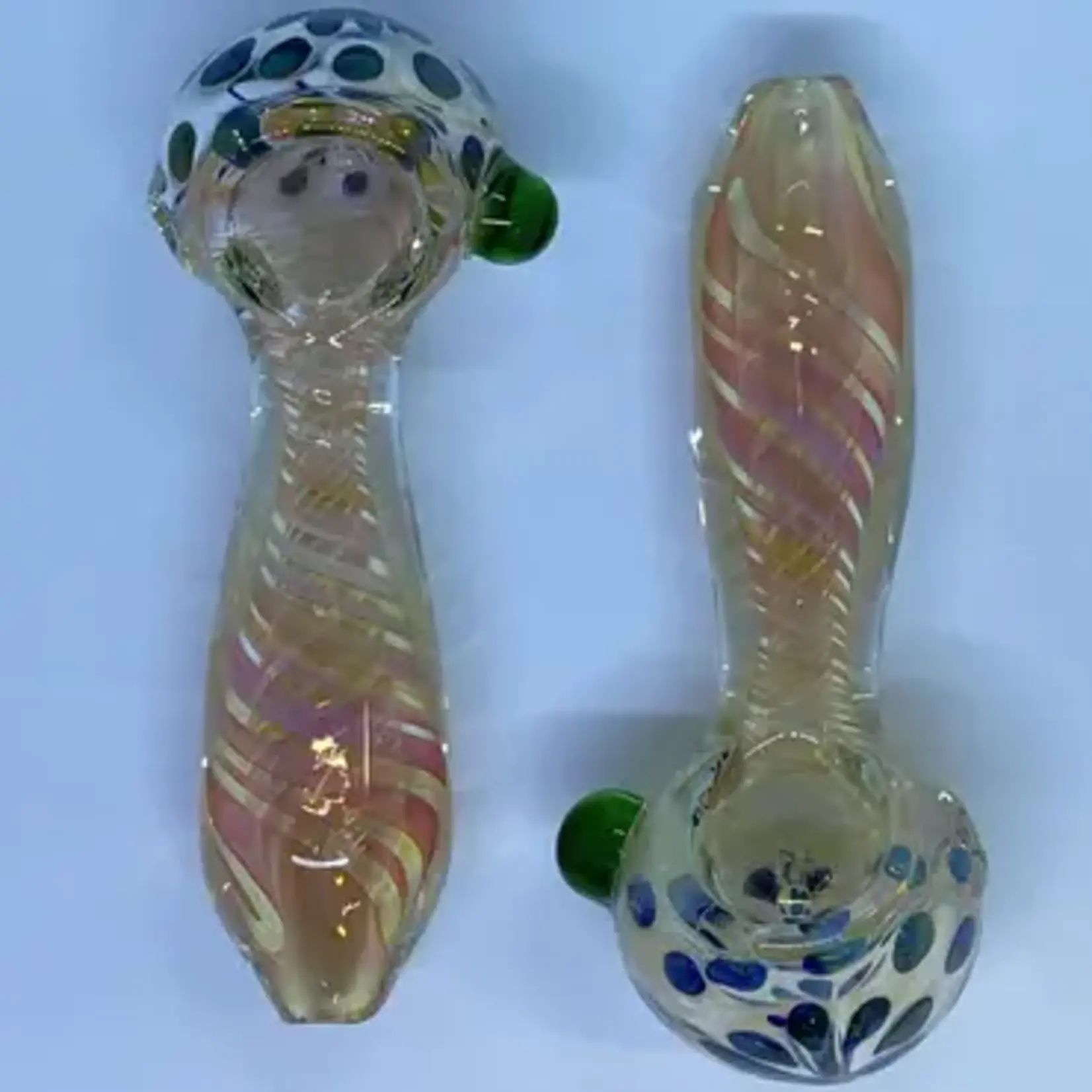 Smokerz Glass SMKZ     5" Gold Fume Spiral Dot Head         PR15