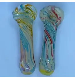Smokerz Glass SMKZ            4" Slyme Color Lines Spoon         B114