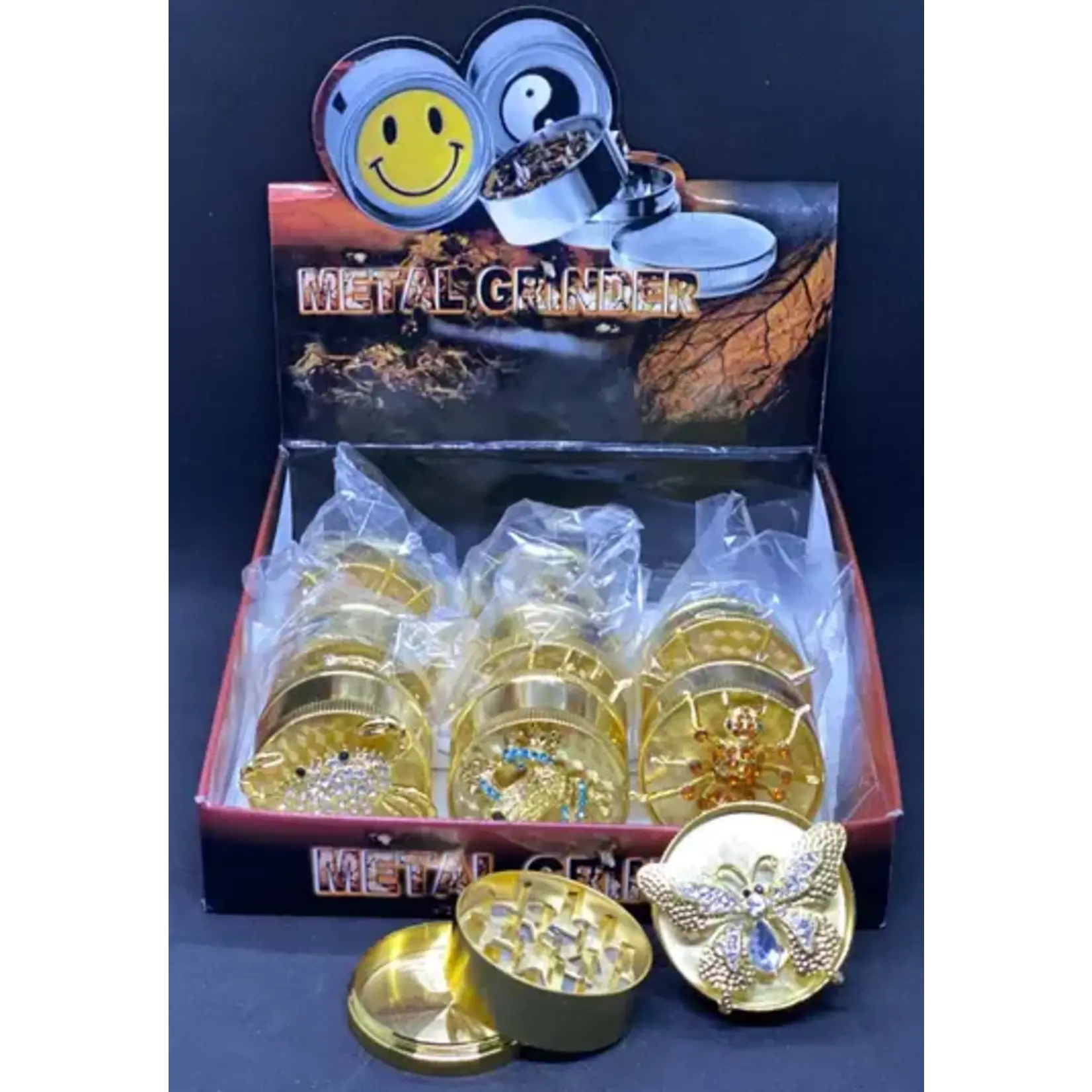 Smokerz Glass Gold Bedazzled 3 Part Grinder