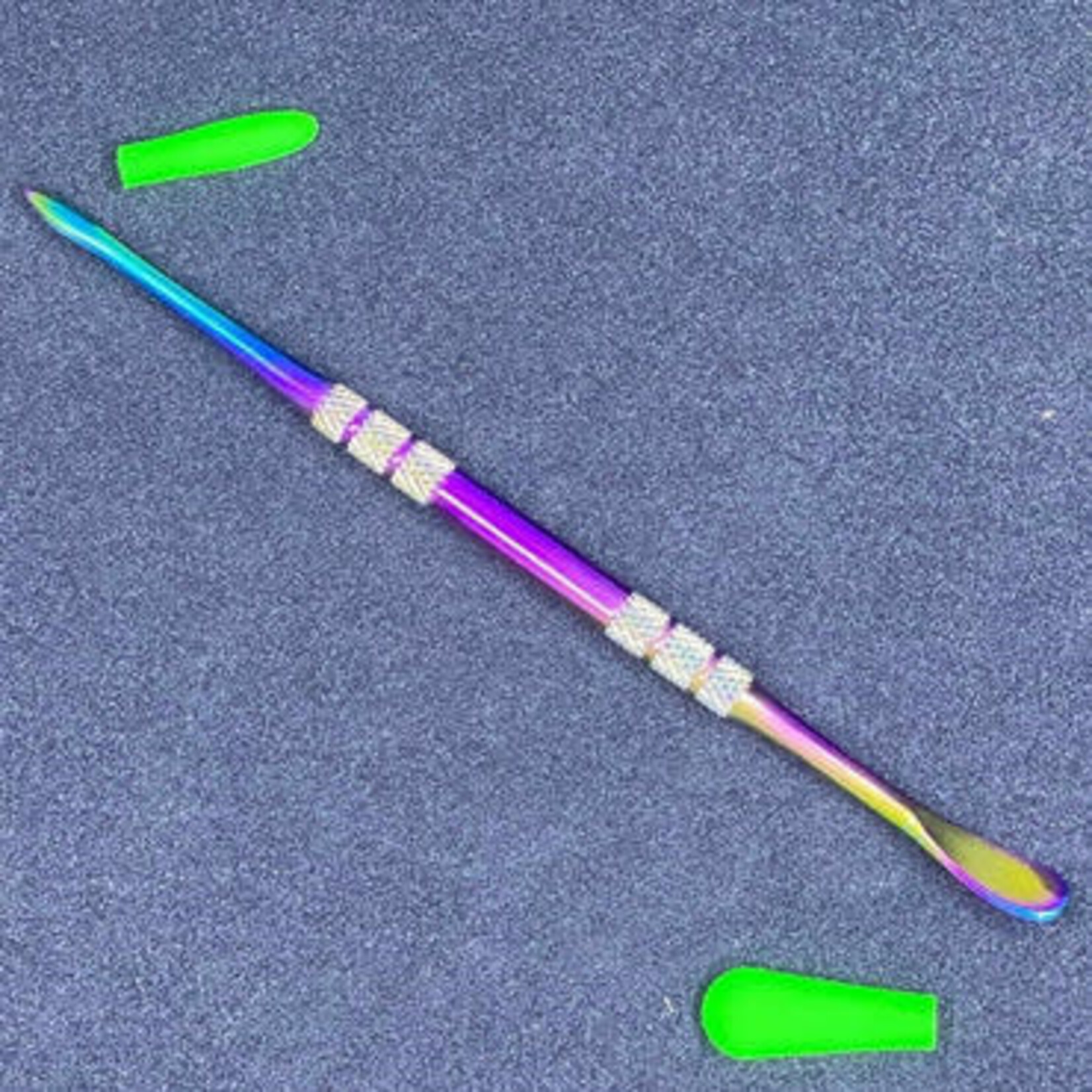 Smokerz Glass 4" Rainbow Anodized Metal Tool w Silicone Covers