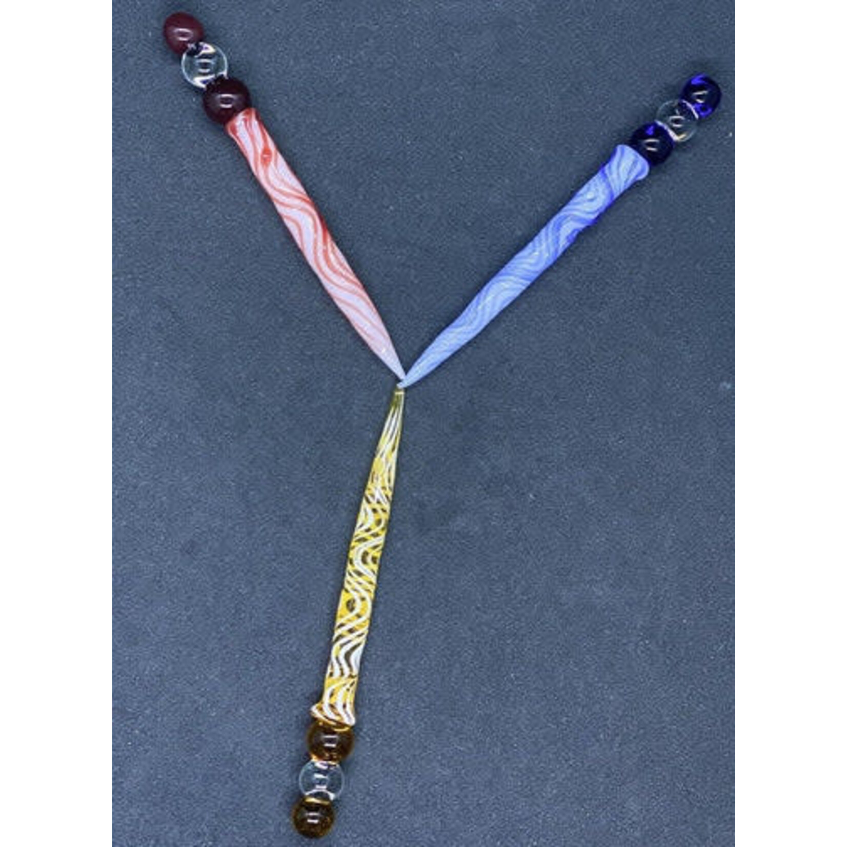 Smokerz Glass Swirl Lines w 3 Balls on Top Glass Tool