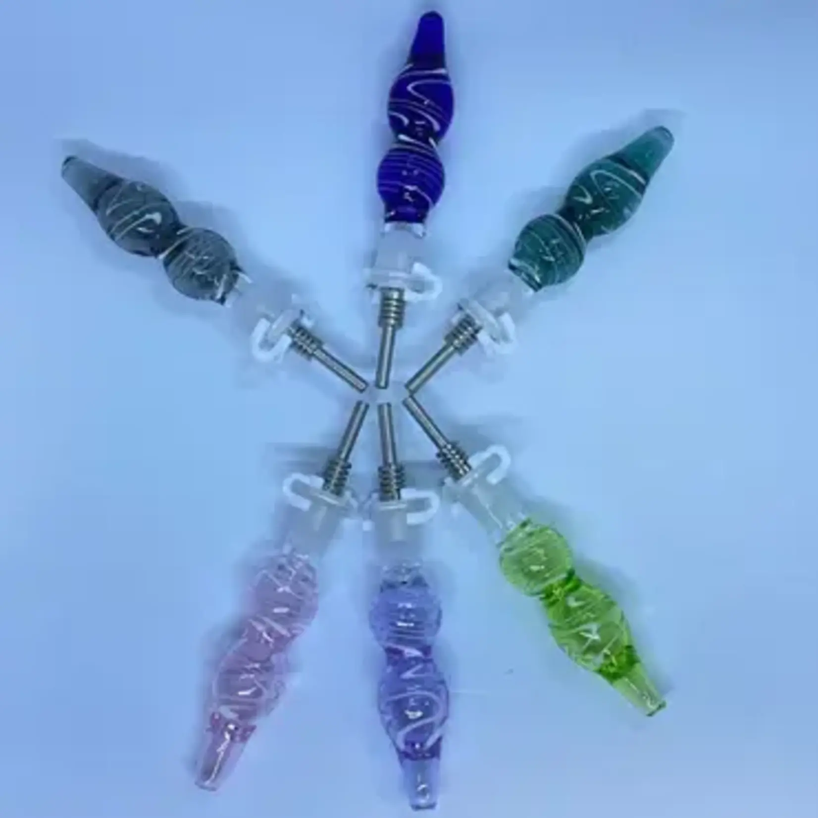 Smokerz Glass 3" Mini Color Tube White Swirl Honey Straw