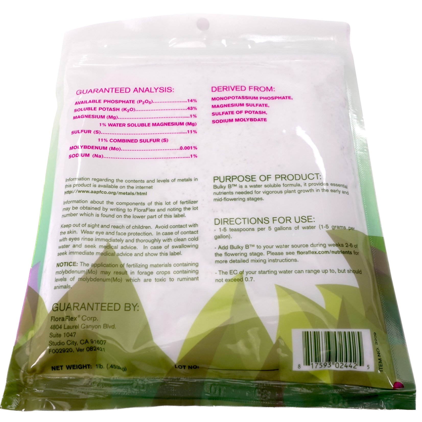Floraflex Bulky B™ Bloom Stimulator 0-14-38  | 1lb Bag FloraFlex   FF3209