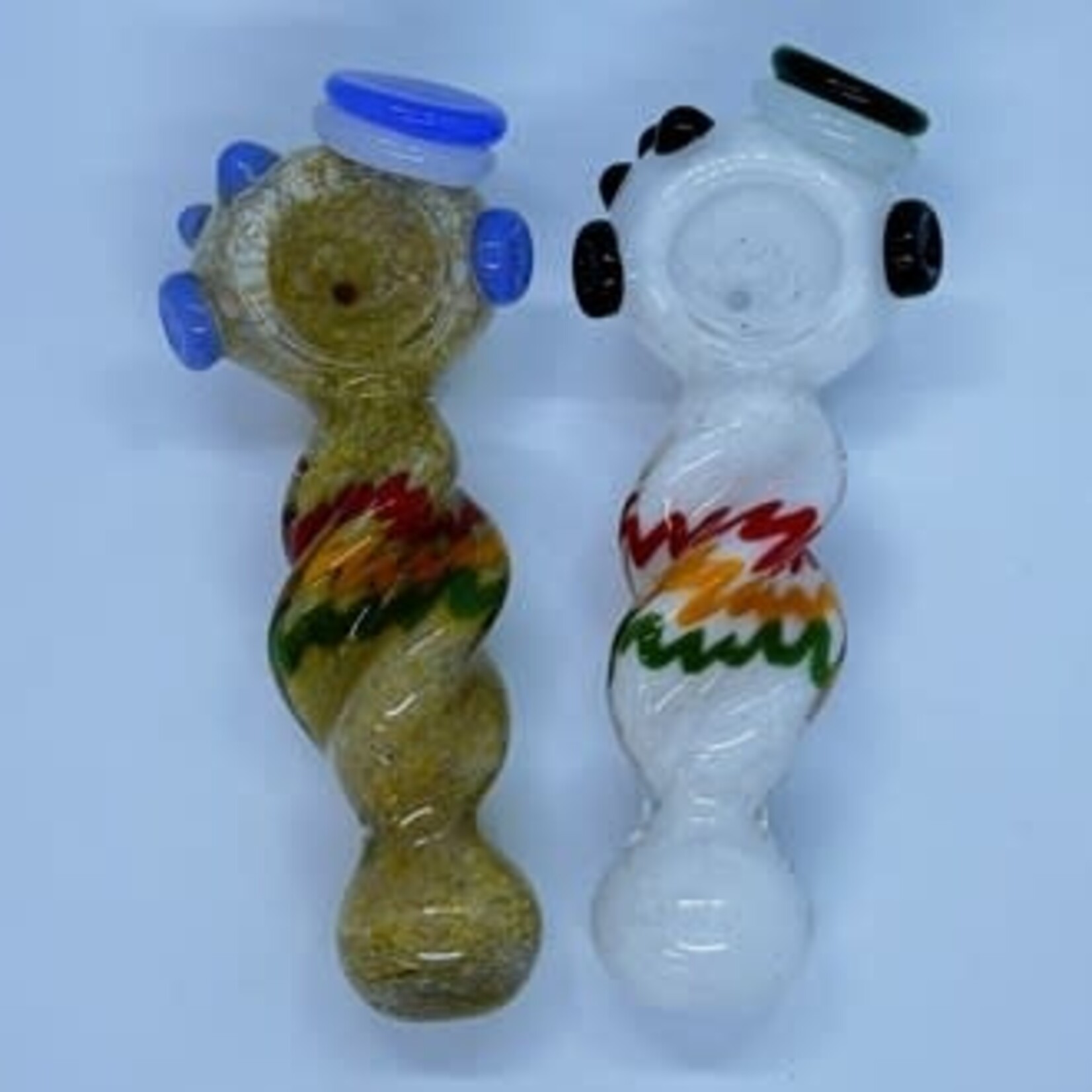 Smokerz Glass SMKZ     5" Frit Twist Belly Rasta Lines      Pipe Spoon Glass  S122