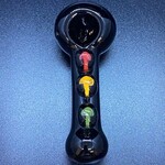 Smokerz Glass SMKZ     	 	 5" Rasta Milli Mushroom Trippy Button Black Tube     Pipe Spoon Glass  S069