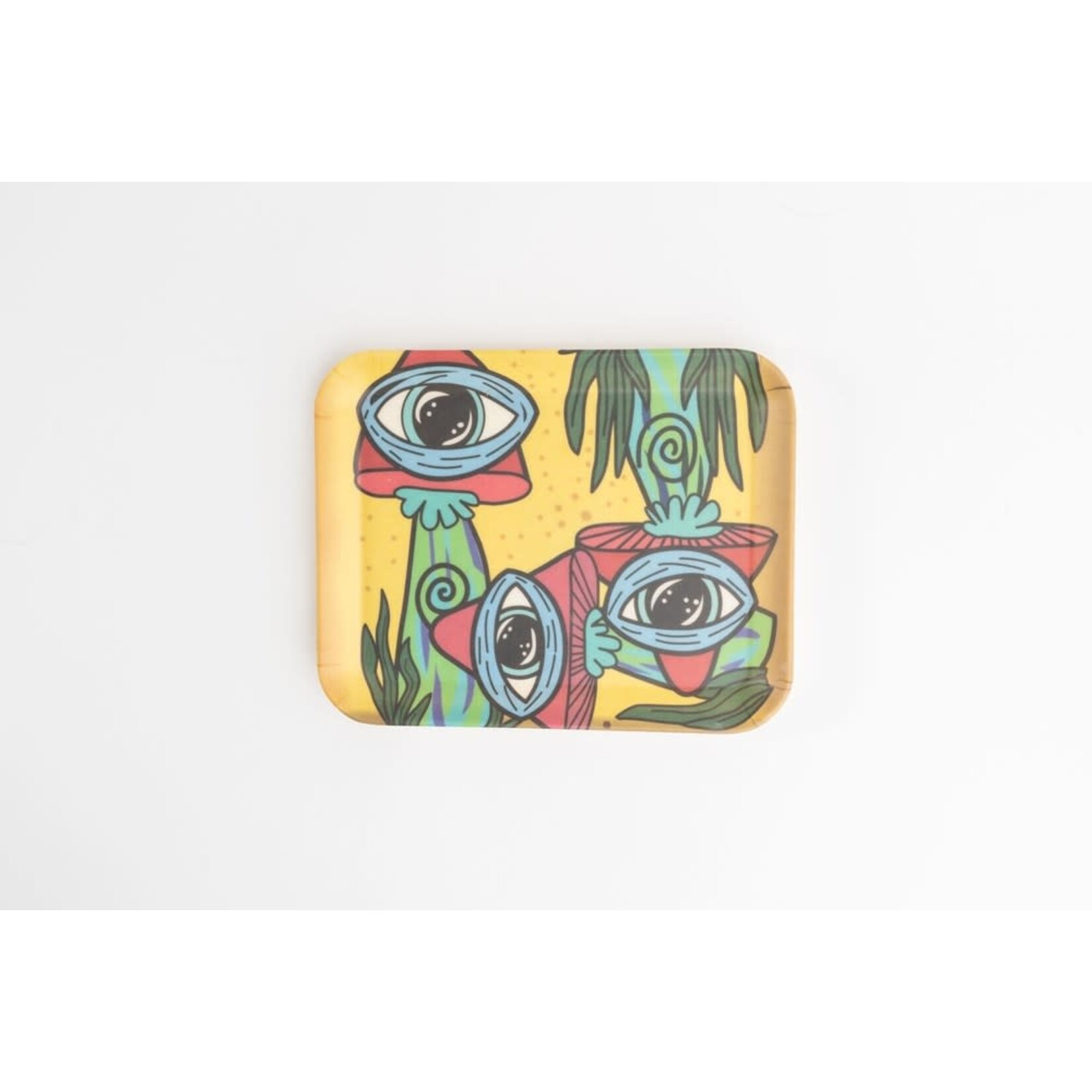 Smokerz Glass SMKZ  Faded Trippy Eyes (Med)  Bamboo Rolling Tray   TB13