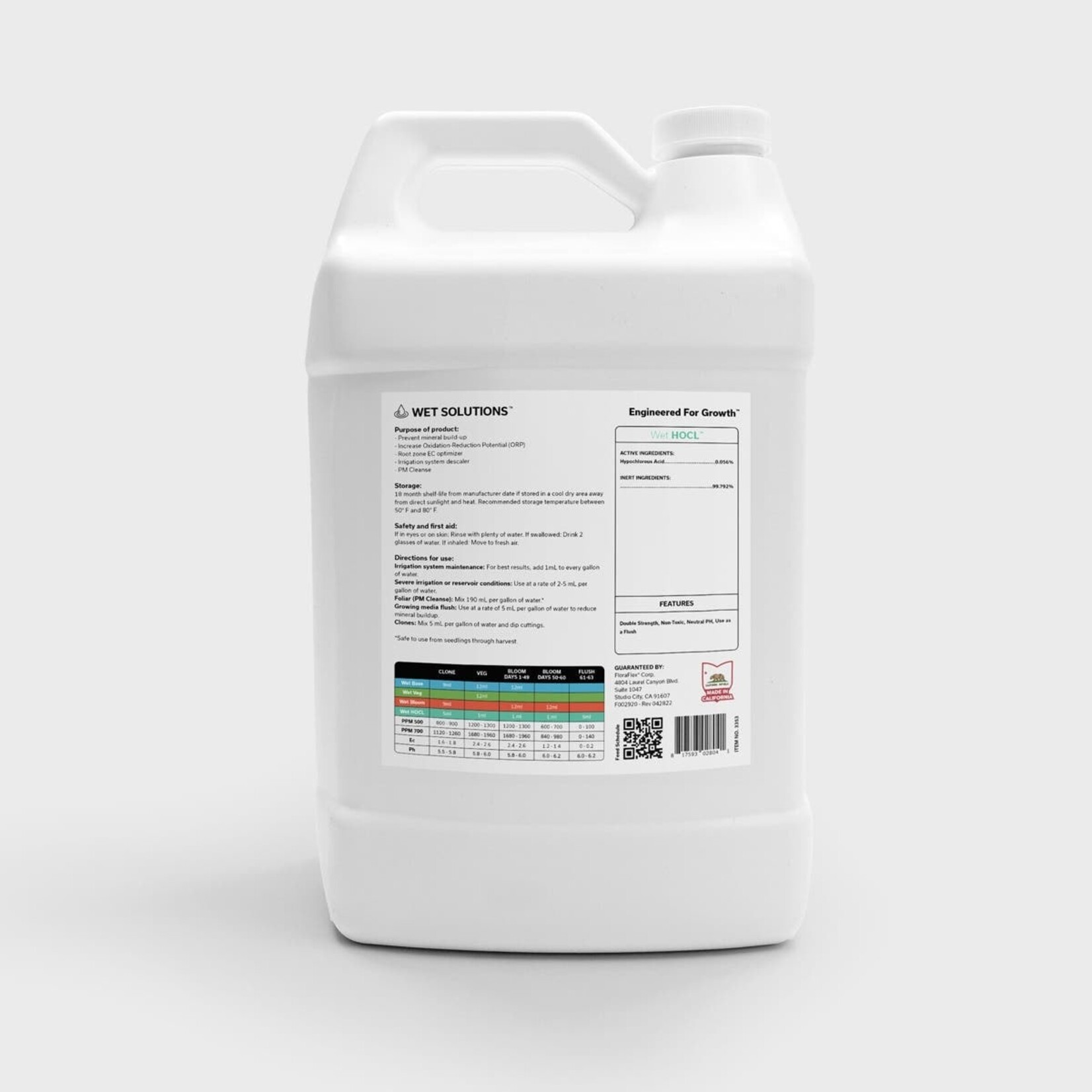 Floraflex Wet HOCL - 1 Gallon Hyouchlorous Acid   liquid nutrients 1 gallon FloraFlex FF3353