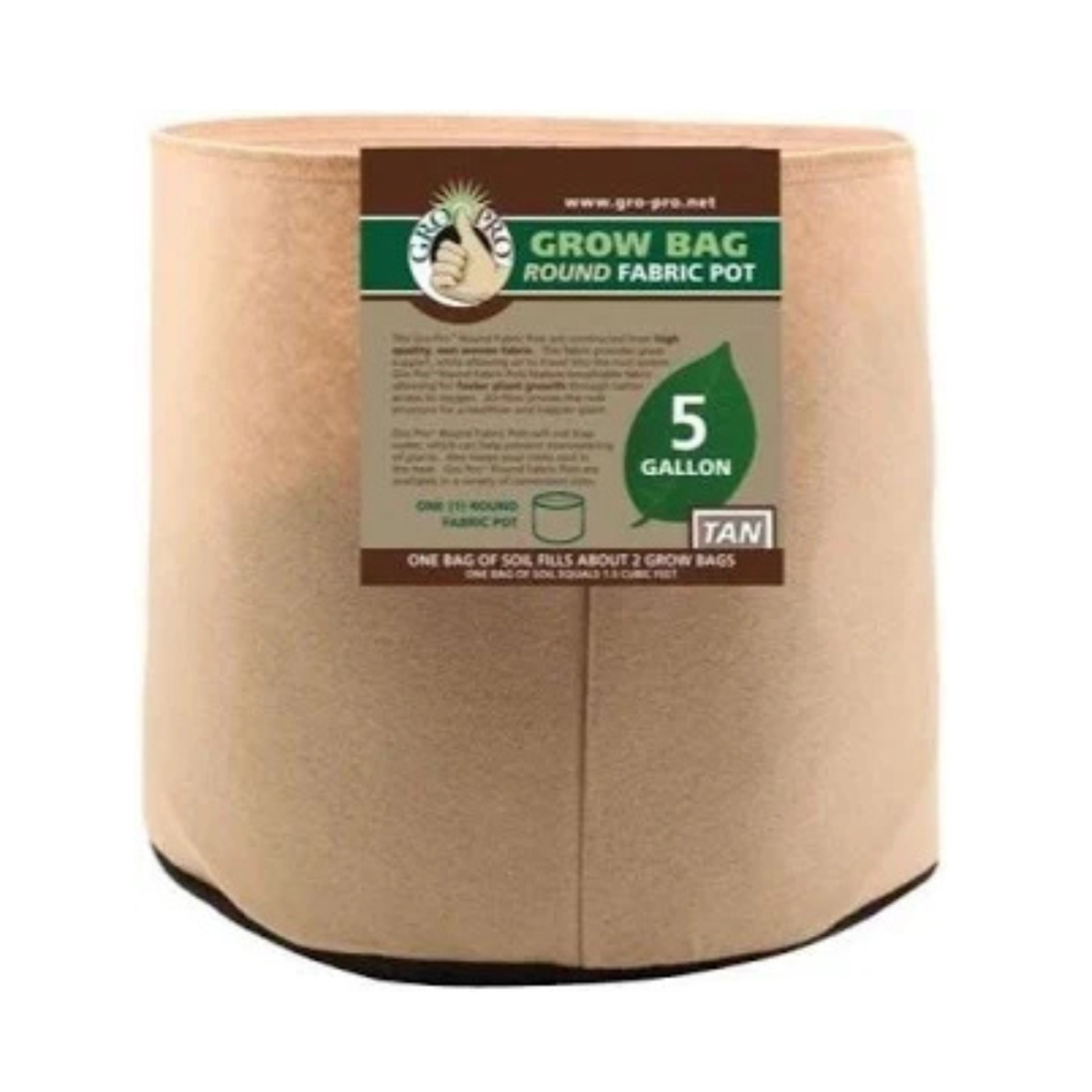 Gro Pro Gro Pro Essential Round Fabric Pot  5 Gallon - Tan