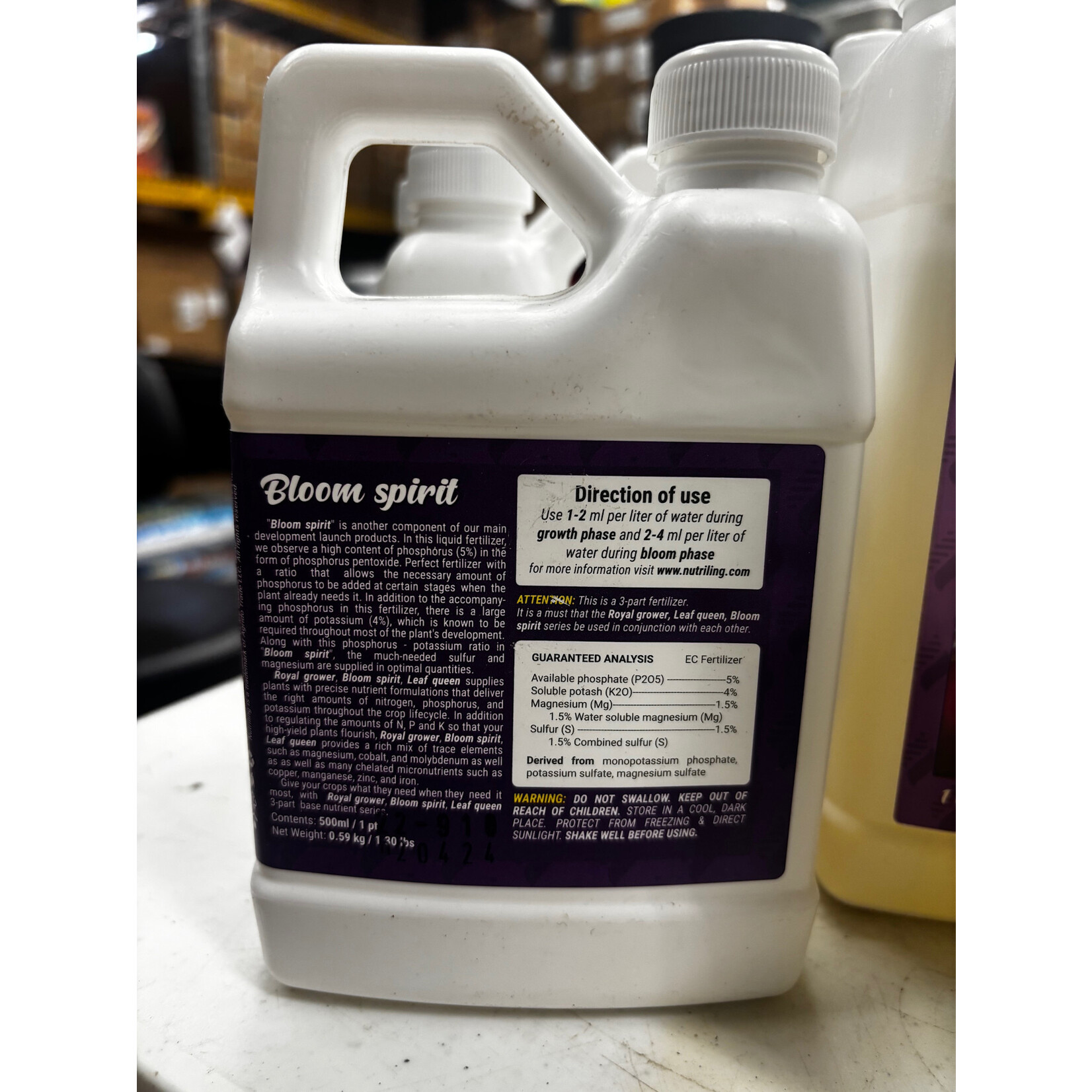 Nutriling Nutriling Bloom Spirit 0-5-4 Pint    Blooming Fertilizer for Flowers - Orchid, Rose, Hibiscus, Hydrangea, Bougainvillea or as Flower Bloom Fertilizer Indoor Outdoor Garden Liquid Plant Food