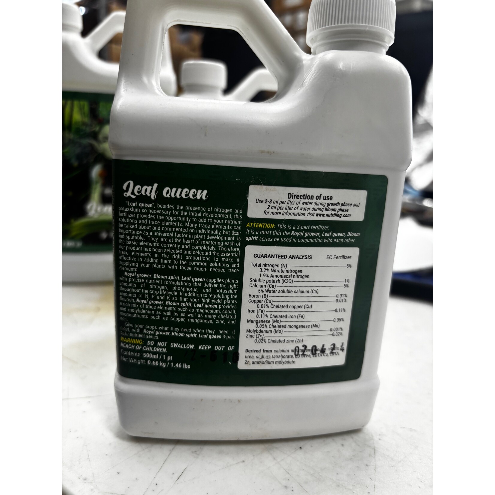 Nutriling Nutriling Leaf Queen 5-0-1 Pint Micro Nutrients for Plants - Comprehensive House Plant Fertilizer, Fruit Tree Fertilizer, Vegetable Fertilizer
