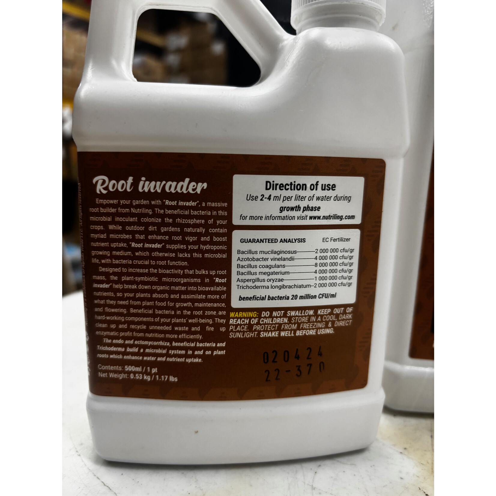 Nutriling Nutriling Root Invader Pint  Liquid Mycorrhizal Fungi & Mycorrhizae for Plants Fertilizer- Root Invader - Liquid Root Stimulator for Plants