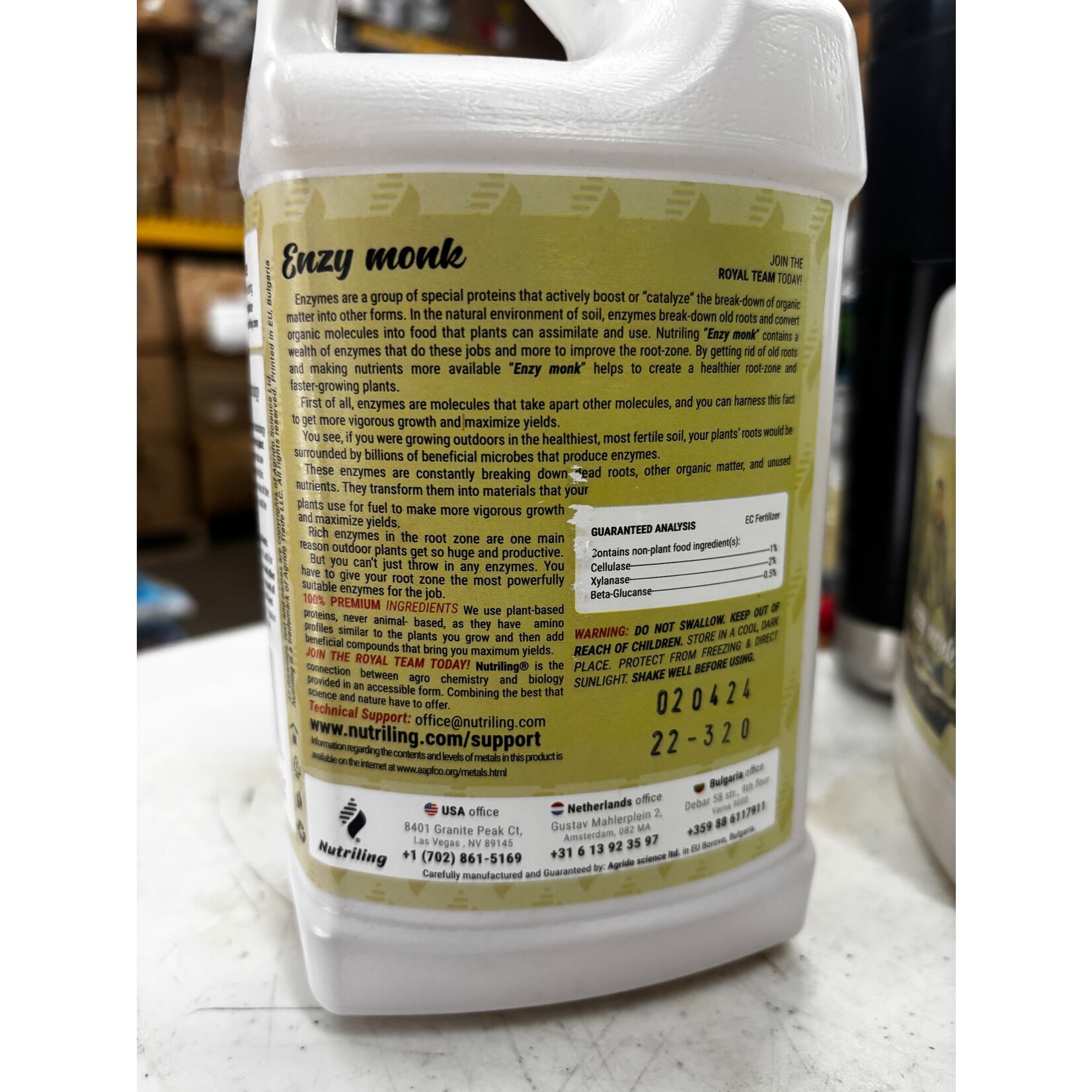 Nutriling Nutriling Enzy Monk  Quart  Plant Enzymes Fertilizer - Enzy Monk Root Rot Treatment for Trees, Indoor Outdoor Garden, Rooting liquid for Plants