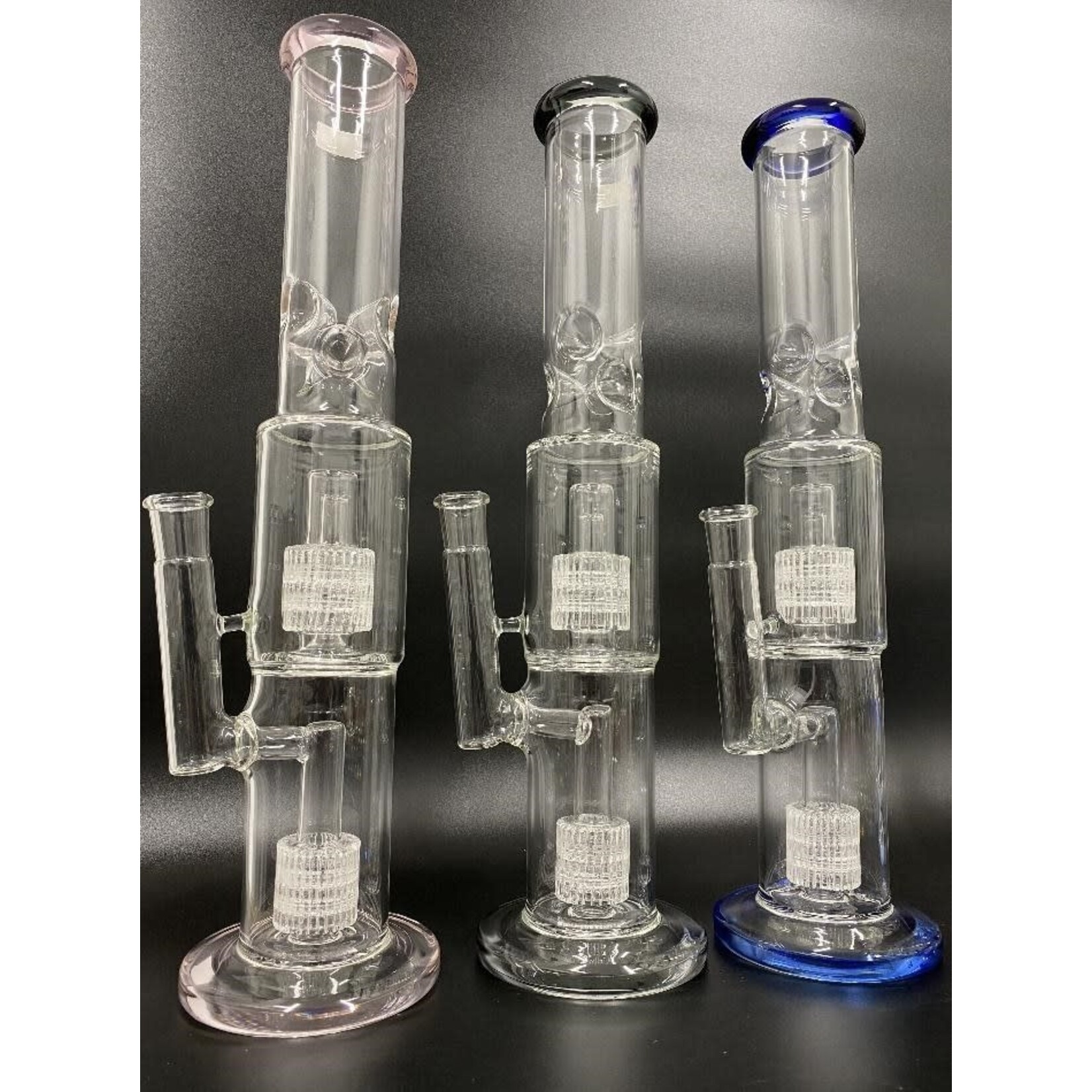 Smokerz Glass SMKZ         16" Double Crystal Perc Water Pipe     WP83