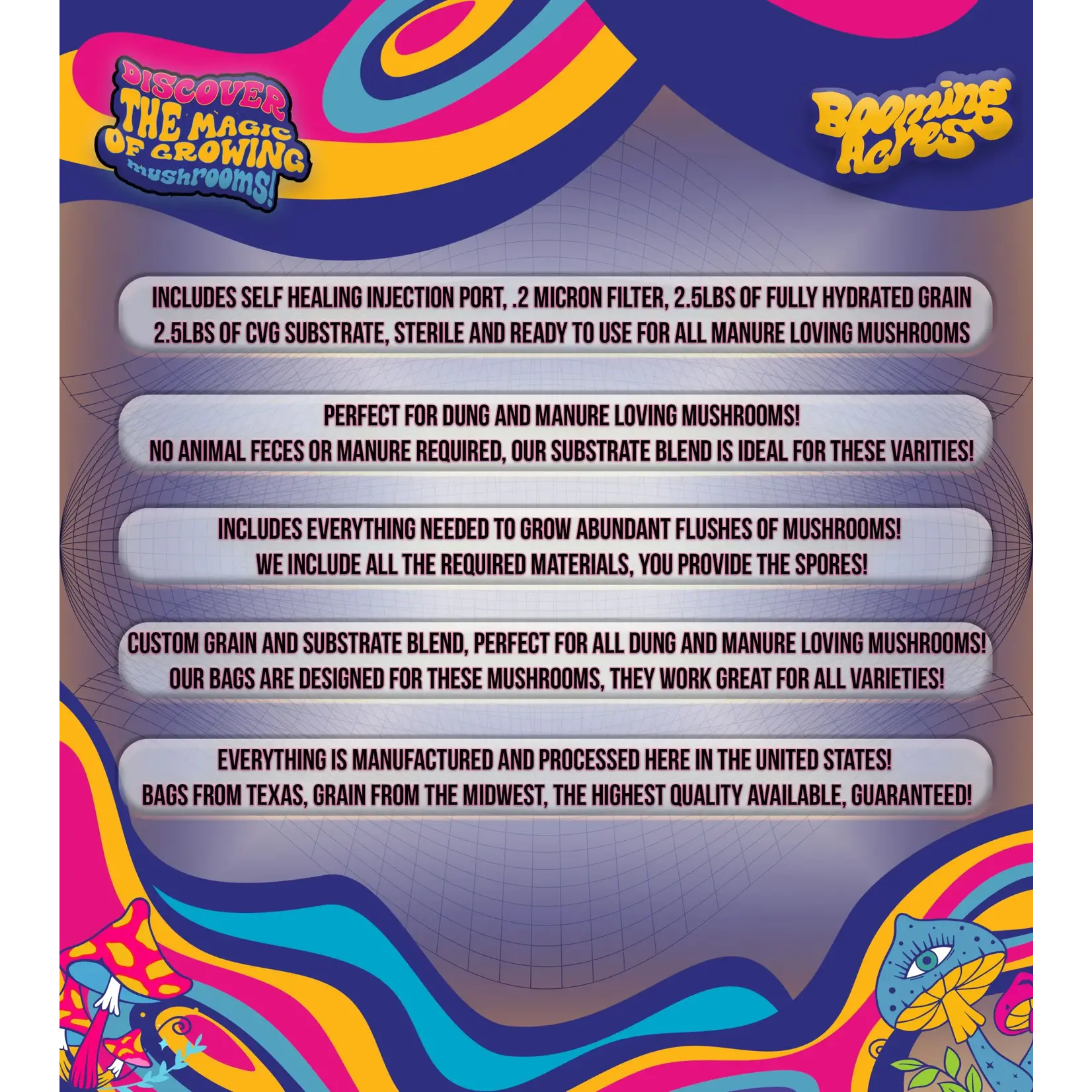 Booming Acres Magical Booming Acres 5lb All in One Mushroom Growing Bag  in box