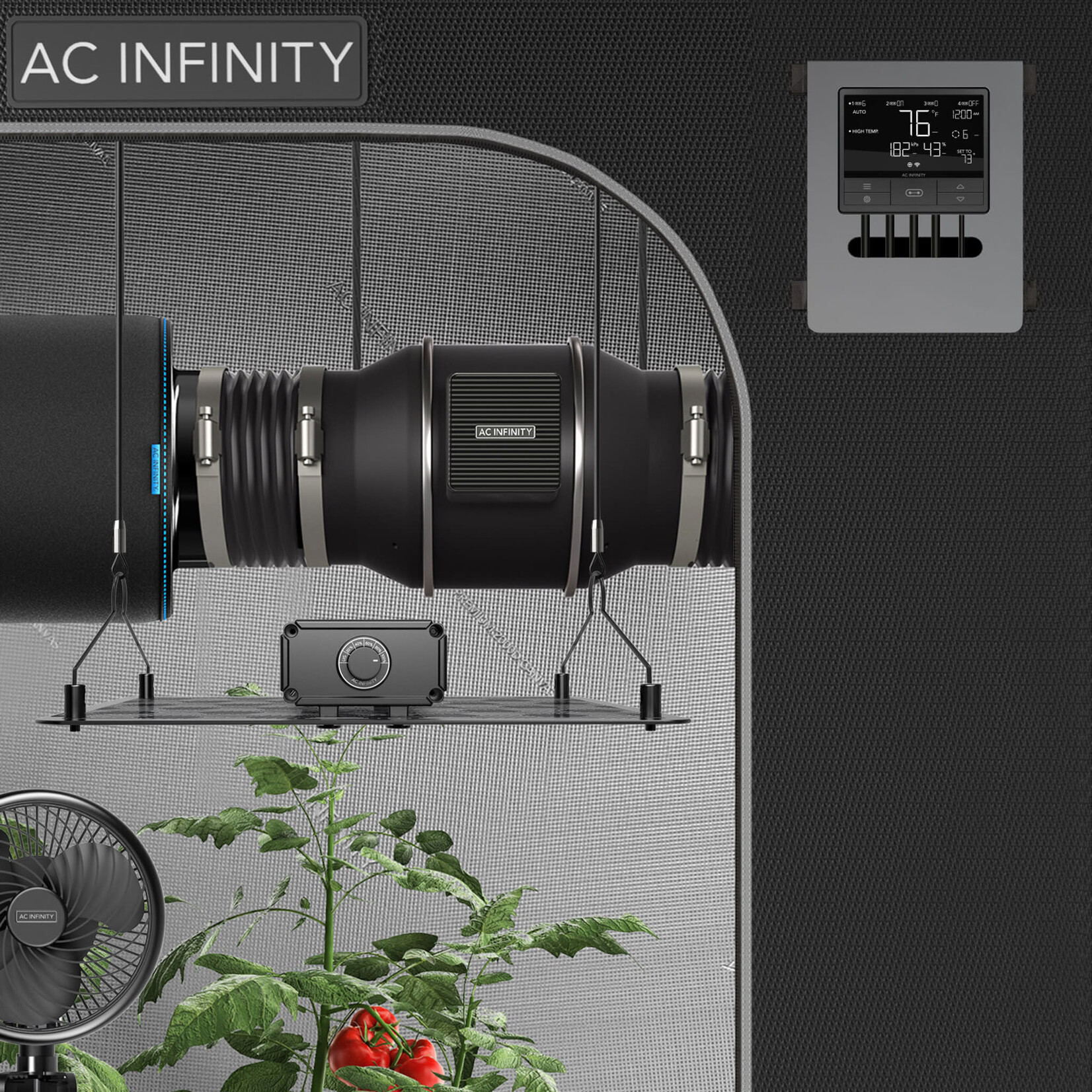 AC Infinity AI-CLT12 CLOUDLINE T12, Quiet Inline Fan 12" with Temperature Humidity VPD Controller