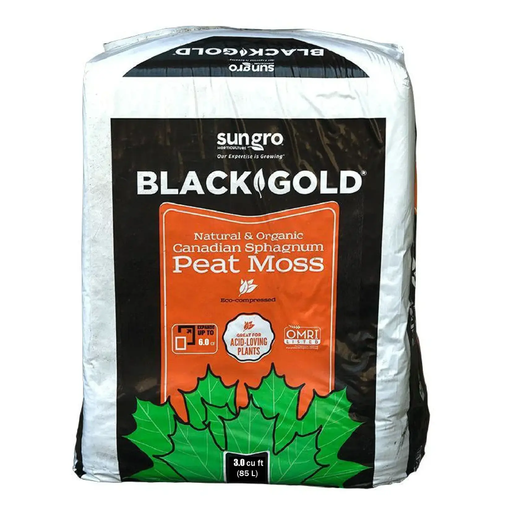 SunGro Sungrow Black Gold 100% Peat Moss 3.0 Cu Ft compressed  Bale