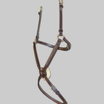 Dy'on DY04C Dy'on Slightly raised and padded Fig 8 noseband, Fancy stitch,  Natural sheepskin, Cream stitching, Brass buckles