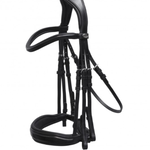 1111-00010 Schockemohle Milan Anatomic Double Bridle, Padded with Silver Hardware, includes two browbands: leather and crystal