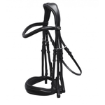 1111-00010 Schockemohle Milan Anatomic Double Bridle, Padded with Silver Hardware, includes two browbands: leather and crystal