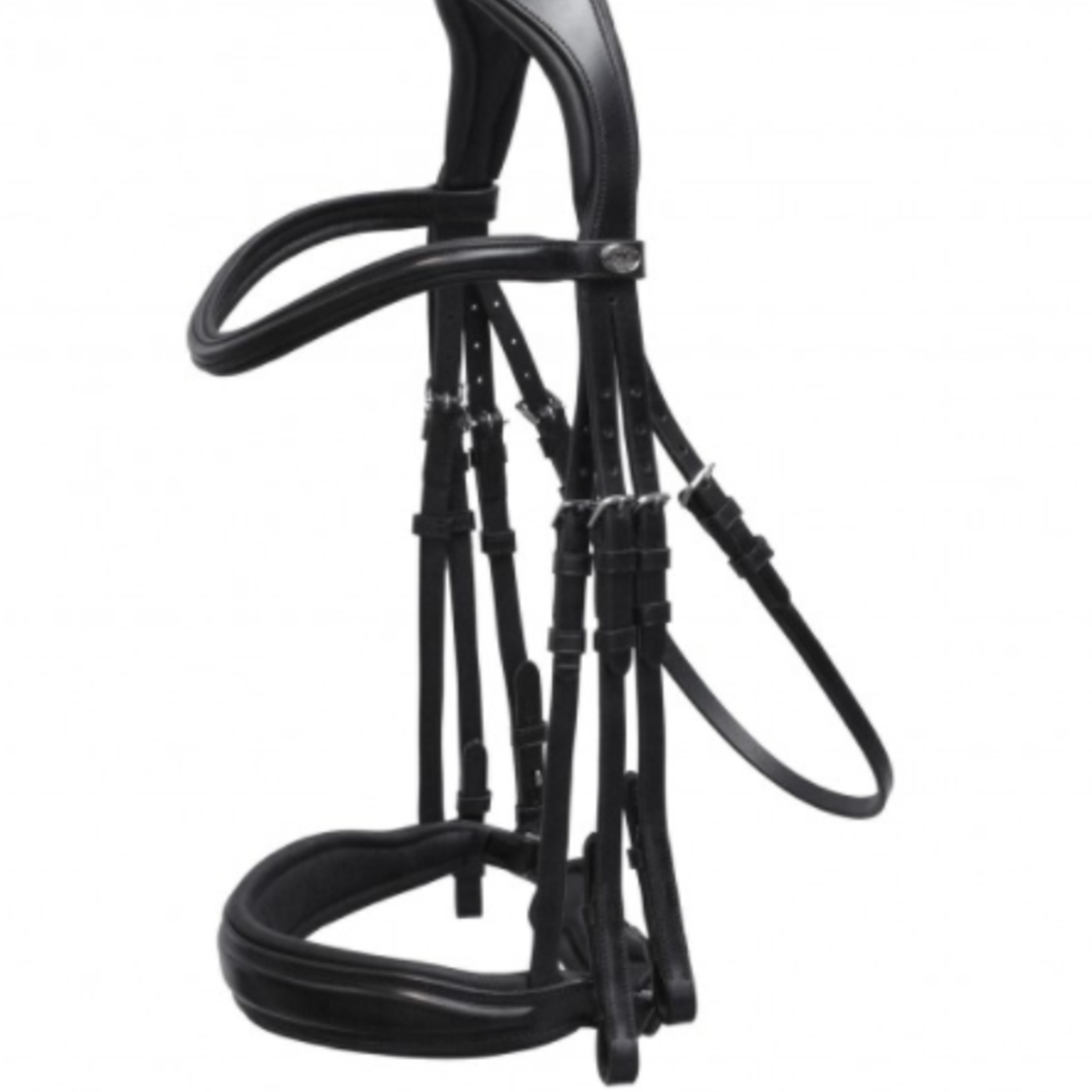 1111-00010 Schockemohle Milan Anatomic Double Bridle, Padded with Silver Hardware, includes two browbands: leather and crystal