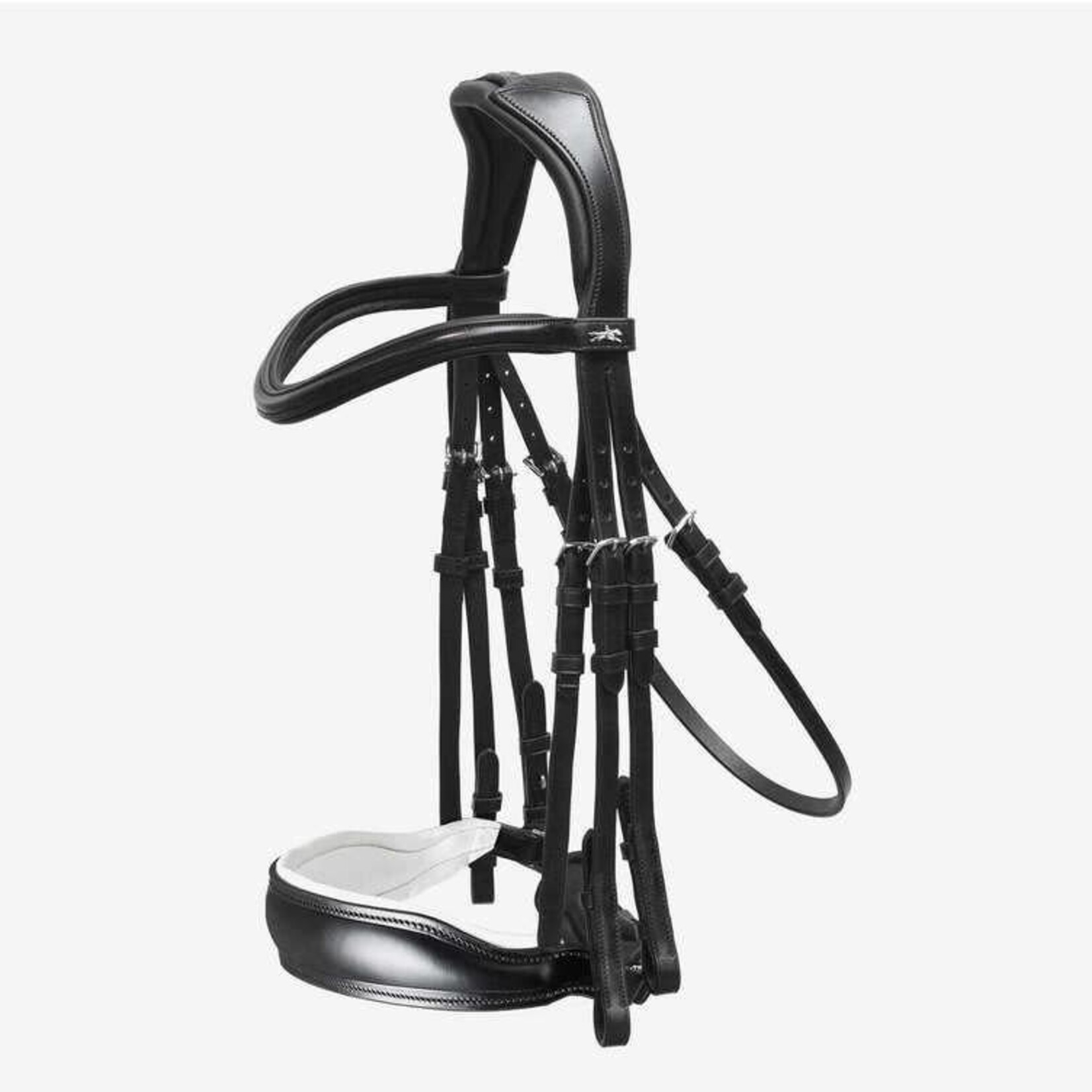1111-00010 Schockemohle Milan Anatomic Double Bridle, Padded with Silver Hardware, includes two browbands: leather and crystal