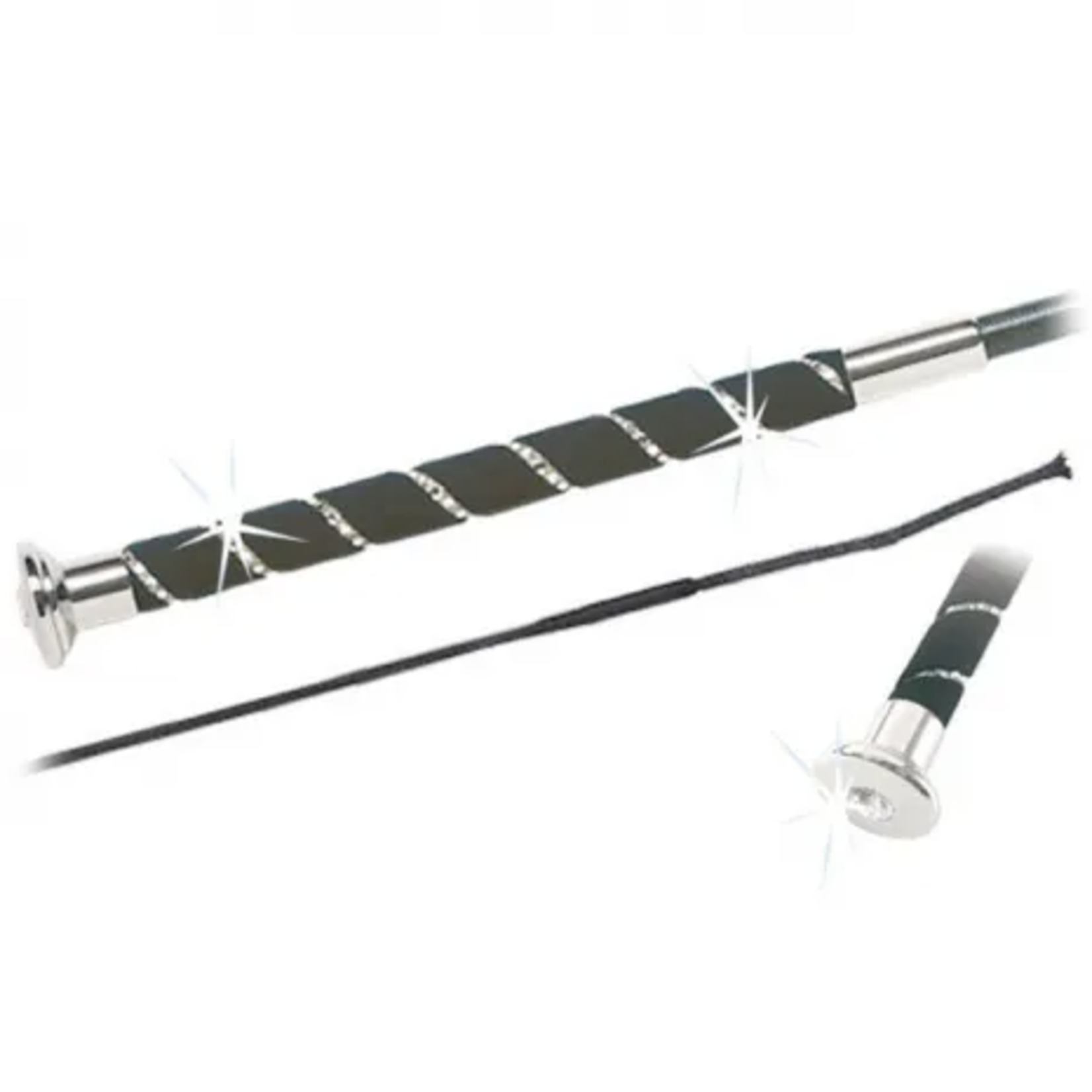 Fleck Swarovski Nubuck Handle Dressage Whip, Double Rows Swarovski
