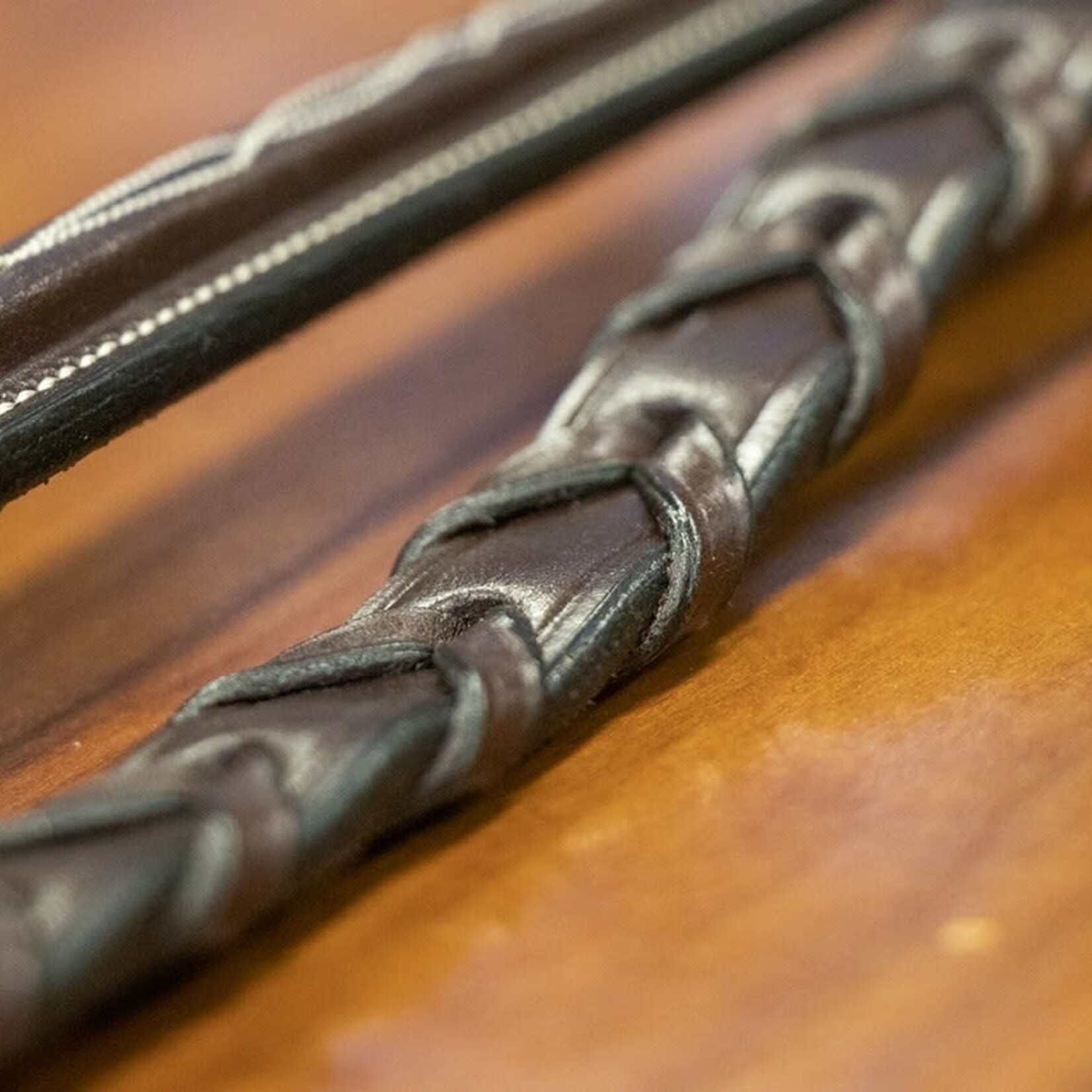 Dy'on US05R Dy’on 5/8” Hunter Laced Reins, Fancy Stitched, Cream Stitching, Nickel Hardware