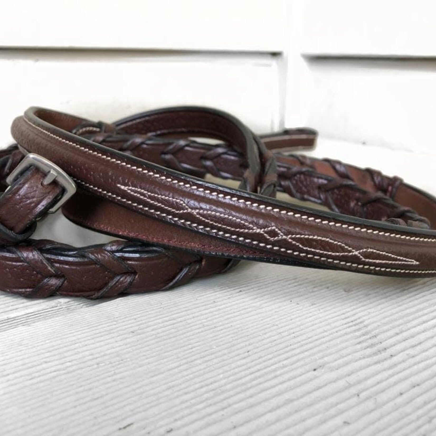 Butet Butet 5/8” Grained Laced Reins with Raised Fancy Stitch