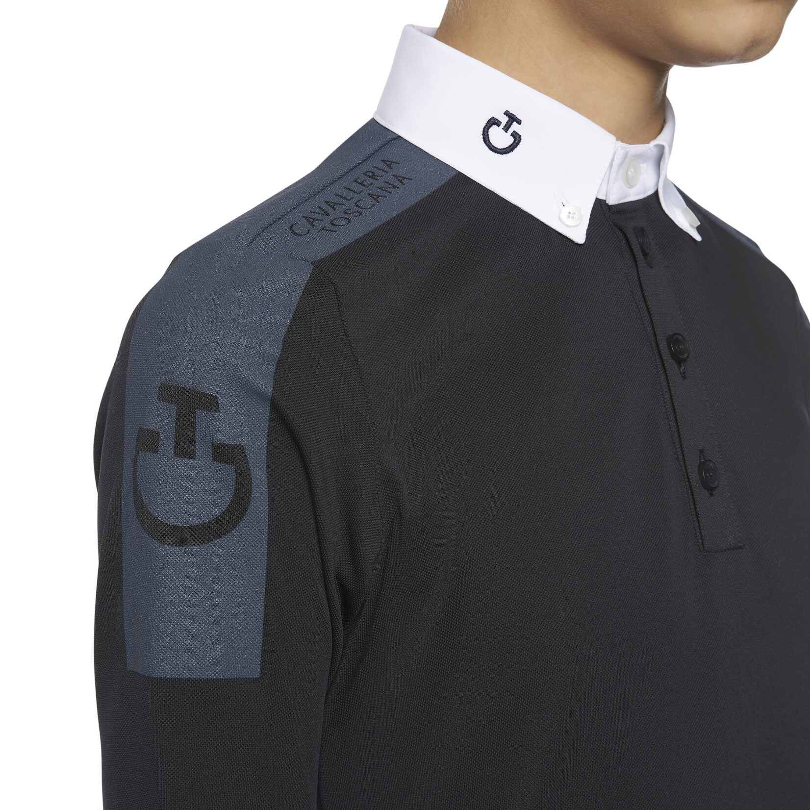 Cavalleria Toscana POO060 Cavalleria Toscana Tech Piqué Printed L/S Competition Polo